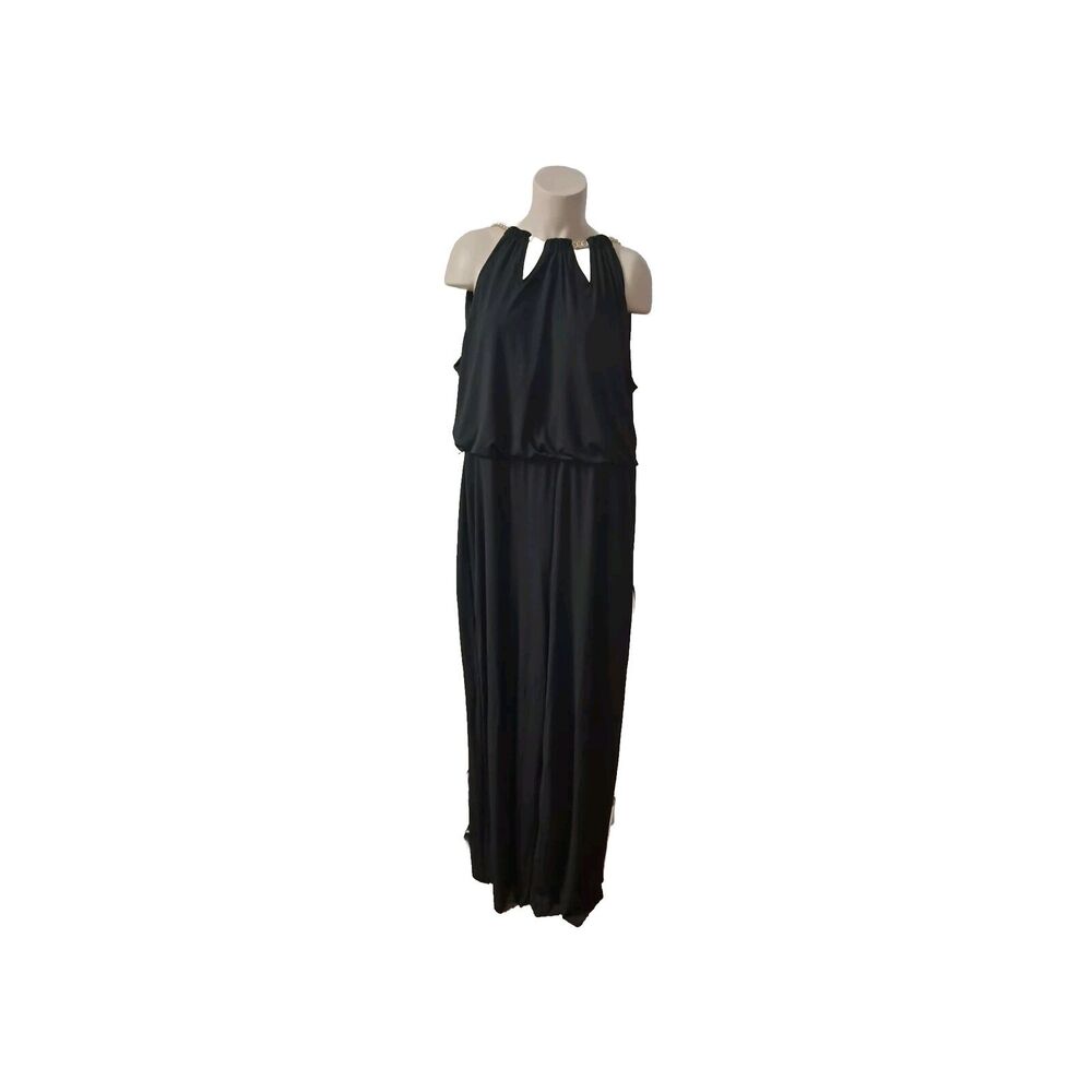 Black Jumpsuit Chain Accent 1X